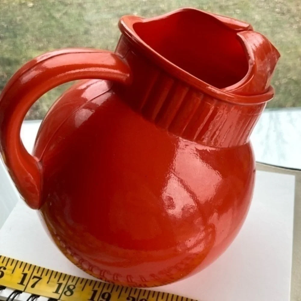 Cool Orange Glass Pitcher Vase Planter Storage MCM CottageCore - Picture 1 of 13